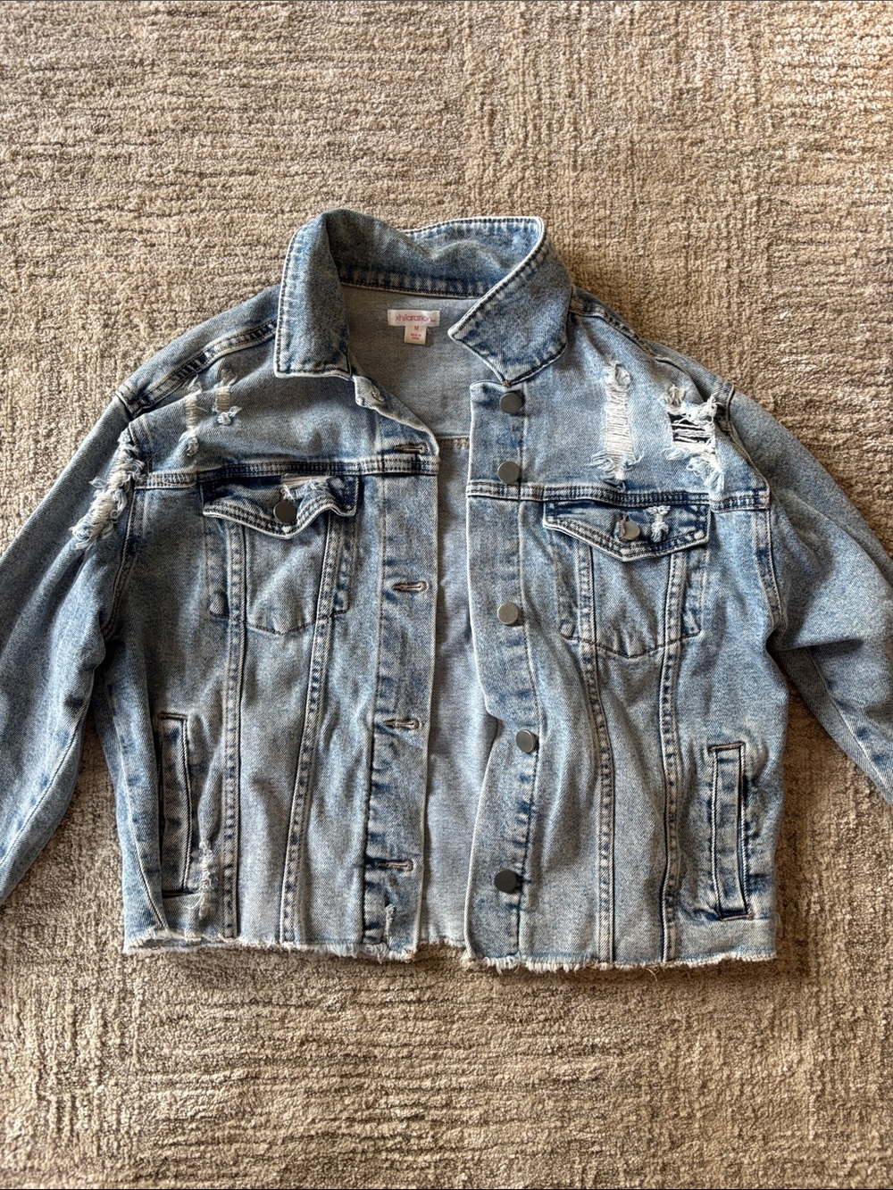 Xhilaration Light Blue Distressed Denim Jacket